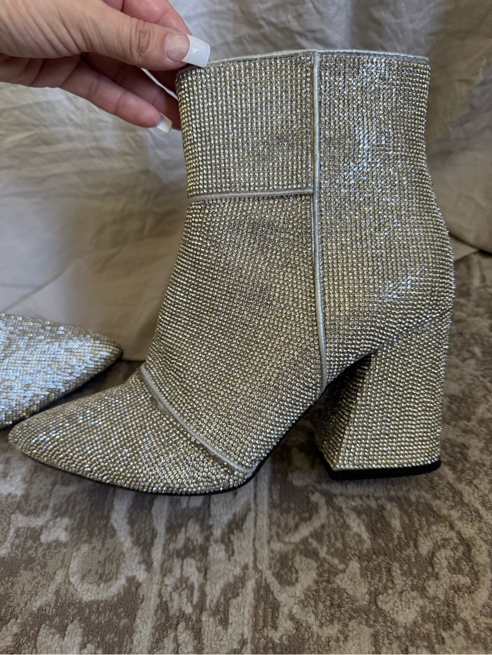 Never worn! Rhinestone Block Heel Ankle Boots - Picture 5 of 11